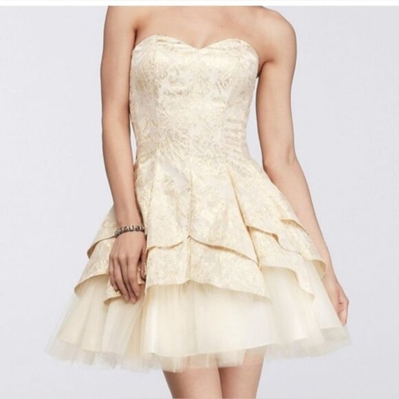 NWT Masquerade gold homecoming prom dress With Tulle Size 13/14 - Picture 8 of 9